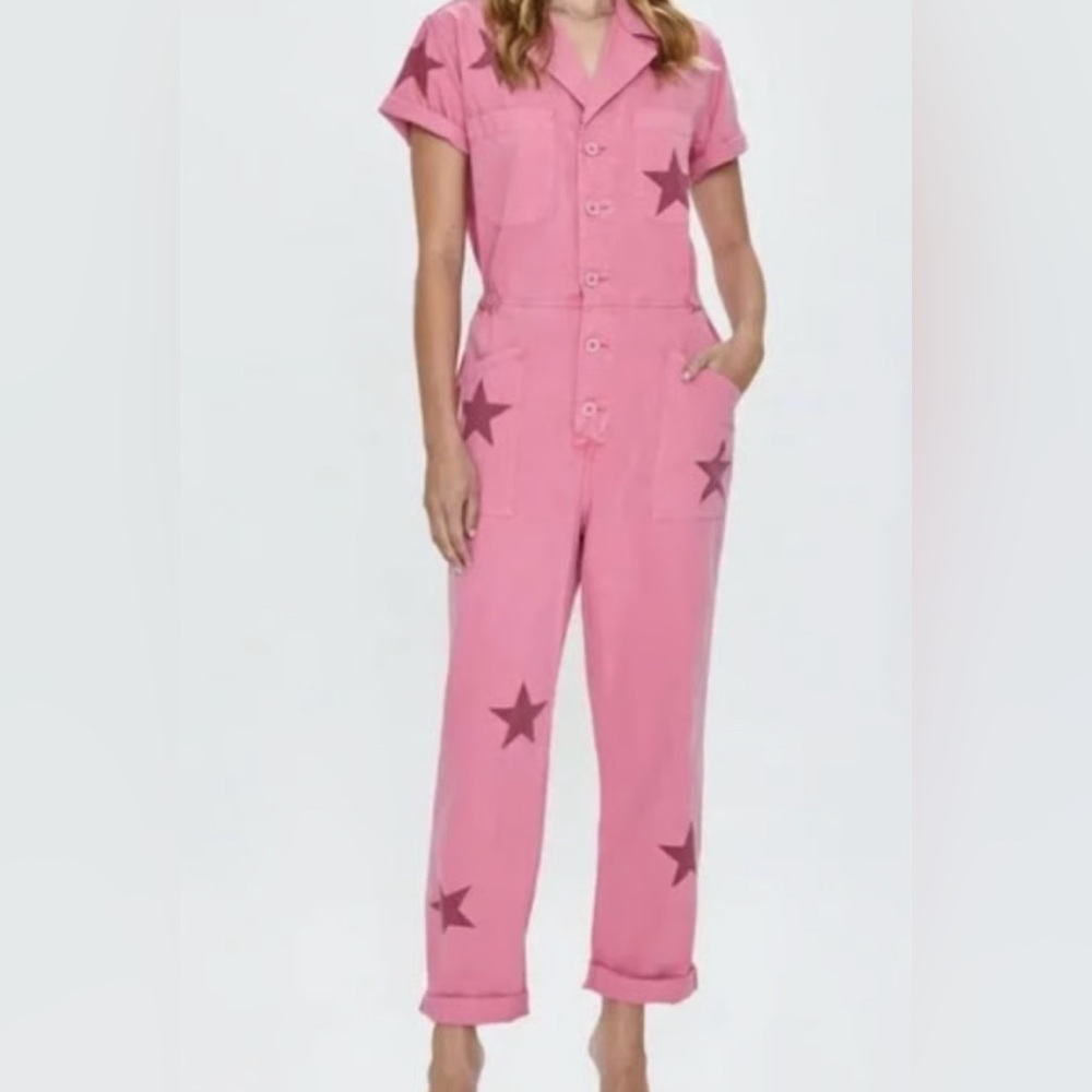 Pistola Pink Star Flamingo Grover Short Sleeve Utility Jumpsuit